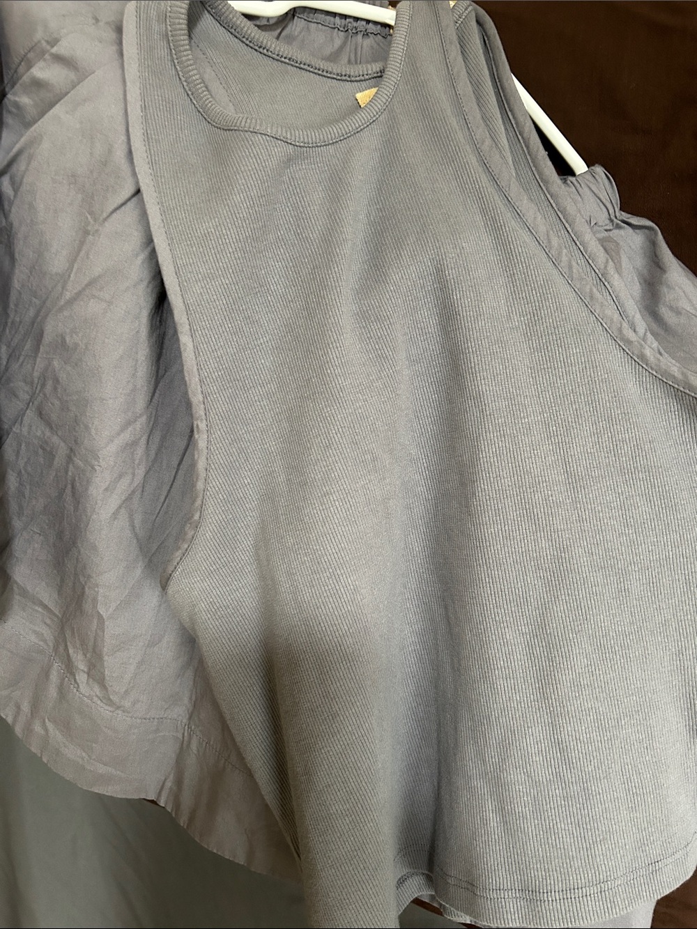Free People Light Gray Blue Ribbed Tank Top